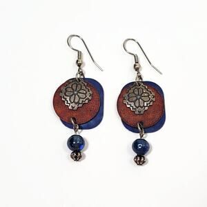 Vintage Newpro Mixed Metal Southwestern Style Drop Dangle Earrings
